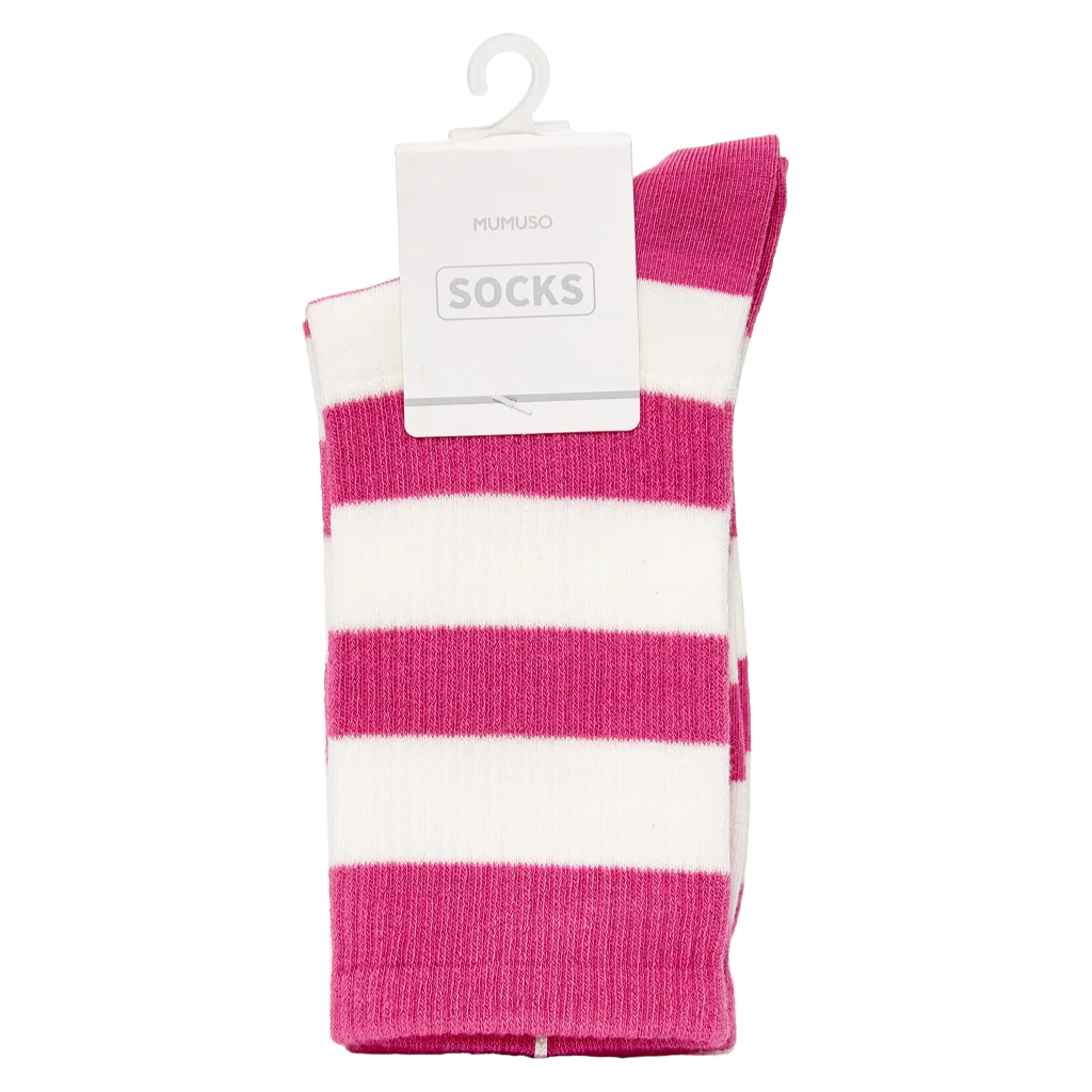 mumuso_damen_crew_socken_baumwollmix_streifen_pink_weiss_2.webp MUMUSO Damen Socken Baumwollmix mit Streifen (Pink/Weiß) – bequeme Crew Socken für den Alltag.