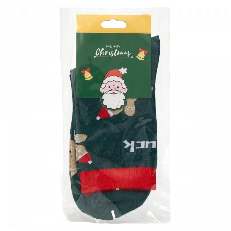 MUMUSO Weihnachtssocken Damen grün mit Lebkuchenmann – bequeme Mini-Crewsocken als festliche Geschenkidee.