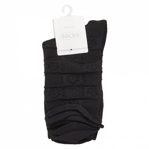 MUMUSO Damen Socken Mini Crew mit hohem Baumwollanteil, 67% Baumwolle, Streifenmuster in Schwarz – bequem für den Alltag.