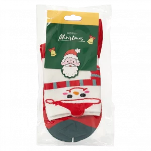 MUMUSO Damen Socken Weihnachten mit Santa Claus, blau – bunte Socken für Winter und festliche Stimmung.