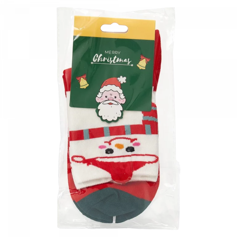 MUMUSO Damen Socken Weihnachten mit Santa Claus, blau – bunte Socken für Winter und festliche Stimmung.