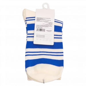 MUMUSO Damen Socken mit Streifenmuster in Blau und Creme – gestreifte Socken für Frauen, bequem und stilvoll.