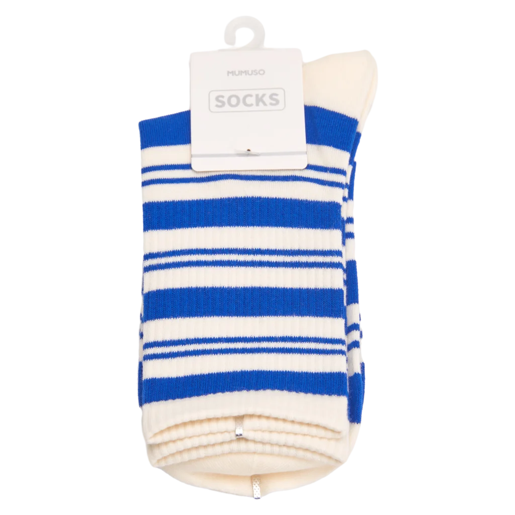 mumuso_damen_socken_streifenmuster_blau_creme_2.webp MUMUSO Damen Socken mit Streifenmuster in Blau und Creme – gestreifte Socken für Frauen, bequem und stilvoll.