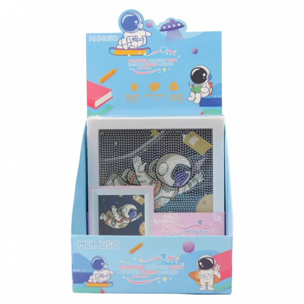 MUMUSO Diamond Painting Set mit Astronaut für Kinder inklusive Bilderrahmen, DIY Bastelset in Hellblau, ideal zum Dekorieren.