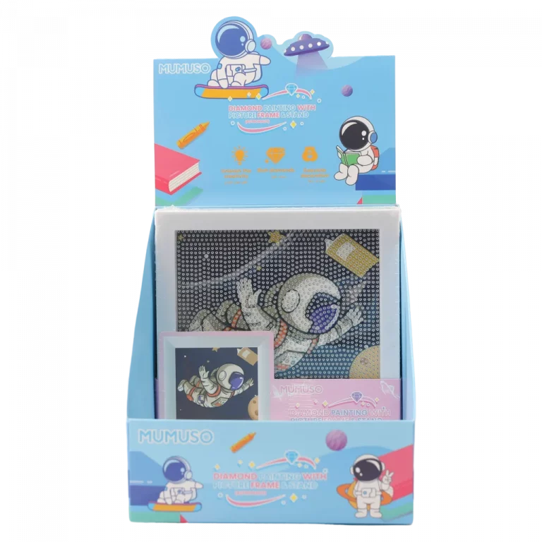MUMUSO Diamond Painting Set mit Astronaut für Kinder inklusive Bilderrahmen, DIY Bastelset in Hellblau, ideal zum Dekorieren.