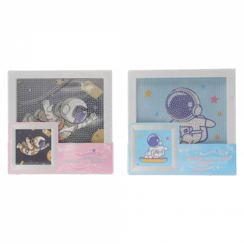 MUMUSO Diamond Painting Set mit Astronaut für Kinder inklusive Bilderrahmen, DIY Bastelset in Hellblau, ideal zum Dekorieren.