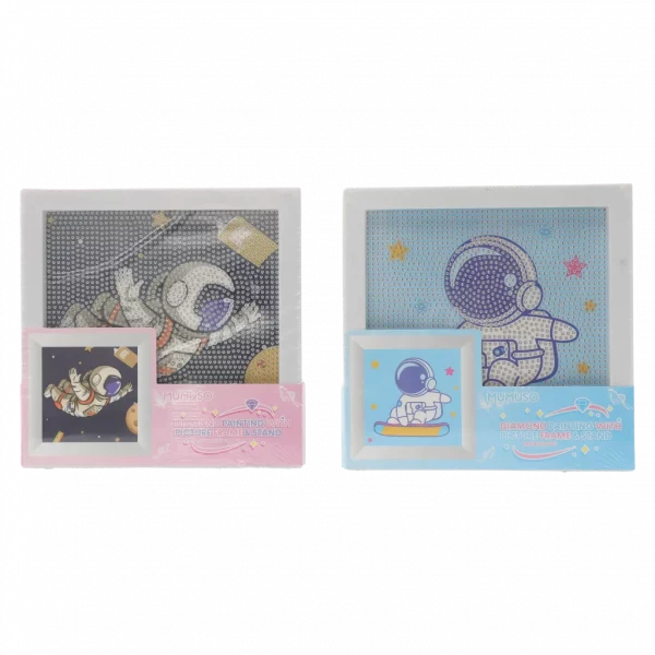 MUMUSO Diamond Painting Set mit Astronaut für Kinder inklusive Bilderrahmen, DIY Bastelset in Hellblau, ideal zum Dekorieren.