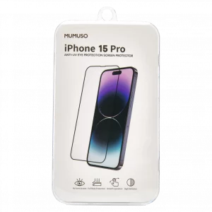 MUMUSO Displayschutzfolie für iPhone 15 Pro, aus gehärtetem Glas (transparent) – optimaler Displayschutz mit Anti-UV-Funktion.