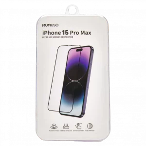 MUMUSO Displayschutzfolie aus gehärtetem Glas für iPhone 15 Pro Max, transparent – perfekter Displayschutz für empfindliche Displays.