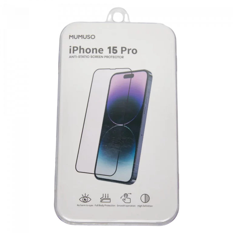 MUMUSO Displayschutzfolie aus Temperglas für iPhone 15 Pro, transparent – hochwertige Displayschutzfolie für Smartphones.