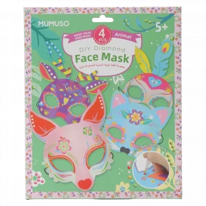 MUMUSO DIY Tiermasken Bastelset für Kindergeburtstag, aus Karton, vier verschiedene Tiermasken, mehrfarbig, kreatives Bastelset.
