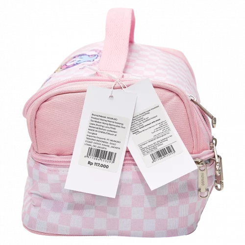 MUMUSO Lunchbag aus Polyester, doppellagig und isoliert in Rosa mit niedlichem Katzenmotiv, ideal für Kinder.
