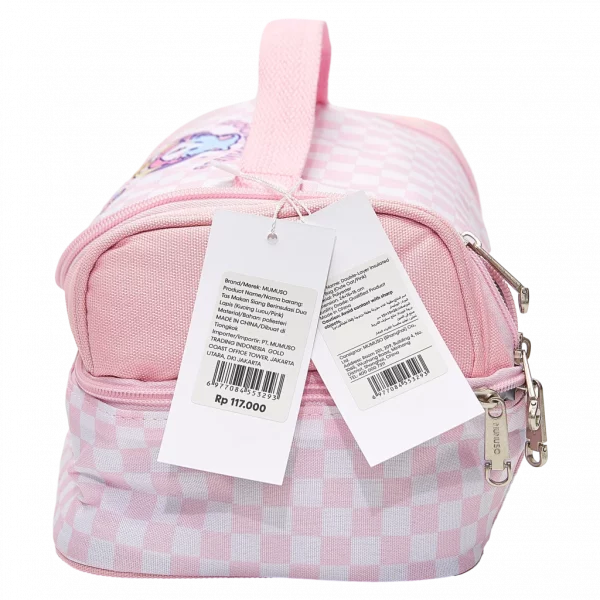 MUMUSO Lunchbag aus Polyester, doppellagig und isoliert in Rosa mit niedlichem Katzenmotiv, ideal für Kinder.