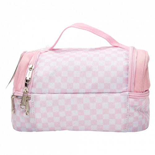 MUMUSO Lunchbag aus Polyester, doppellagig und isoliert in Rosa mit niedlichem Katzenmotiv, ideal für Kinder.