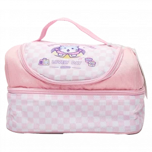 MUMUSO Lunchbag aus Polyester, doppellagig und isoliert in Rosa mit niedlichem Katzenmotiv, ideal für Kinder.
