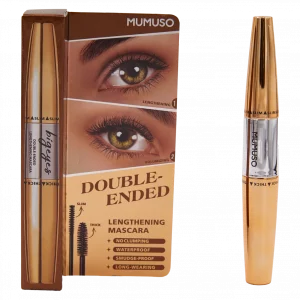 MUMUSO doppelseitige Mascara für längere und definierte Wimpern, 02 Braun – Wimperntusche Braun mit zwei Bürsten.