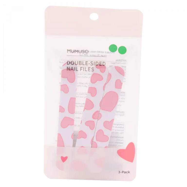 MUMUSO doppelseitige Nagelfeile im 3er-Pack mit Herzprint in Rosa – Nagelfeile für gepflegte Nägel im Alltag.