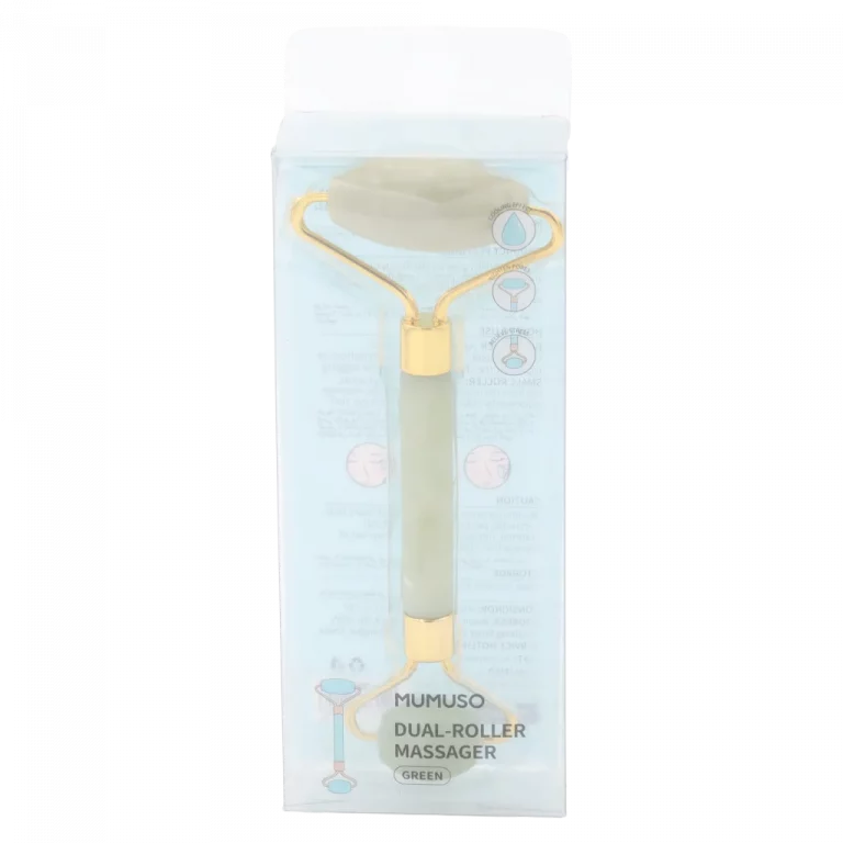 MUMUSO Gesichtsmassager Dual-Roller aus Stein, grün – ideales Beauty Tool für die entspannende Gesichtspflege.