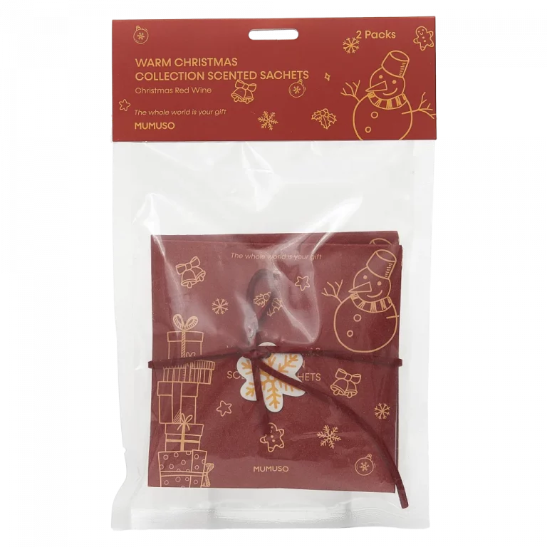 MUMUSO Duft-Säckchen Rotwein, 2-teilig aus der Warm Christmas Kollektion – weihnachtlicher Raumduft für Zuhause, 10 g rot.