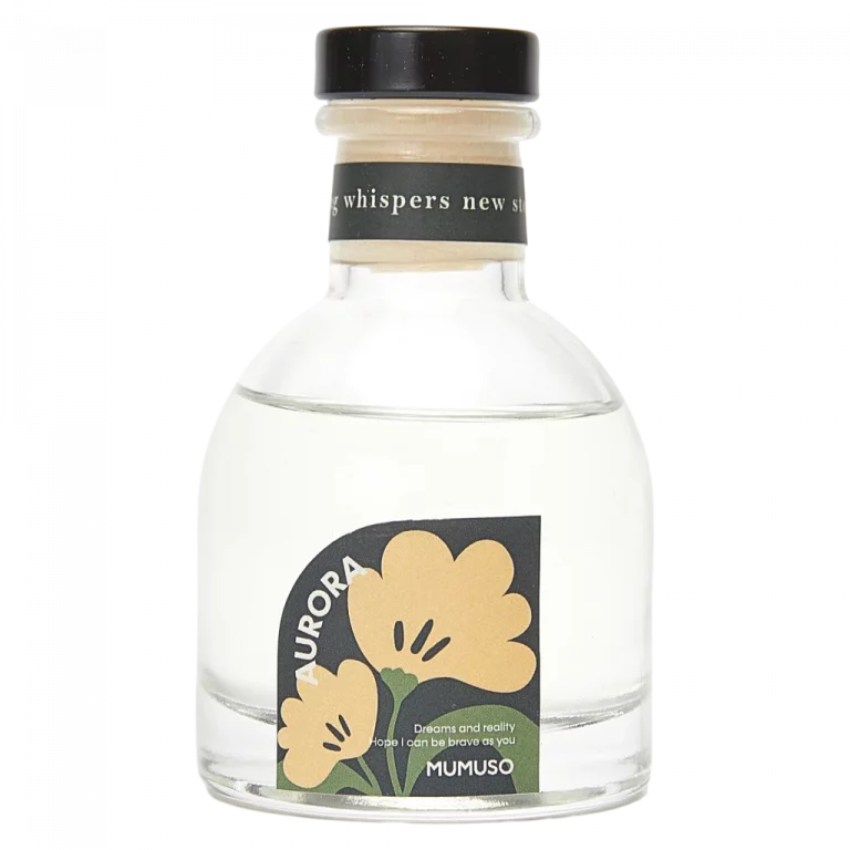 MUMUSO Duft Diffuser aus Glas, 75 ml mit gelben Blüten – dekorativer Raumduft Diffuser für frischen Frühlingsduft.