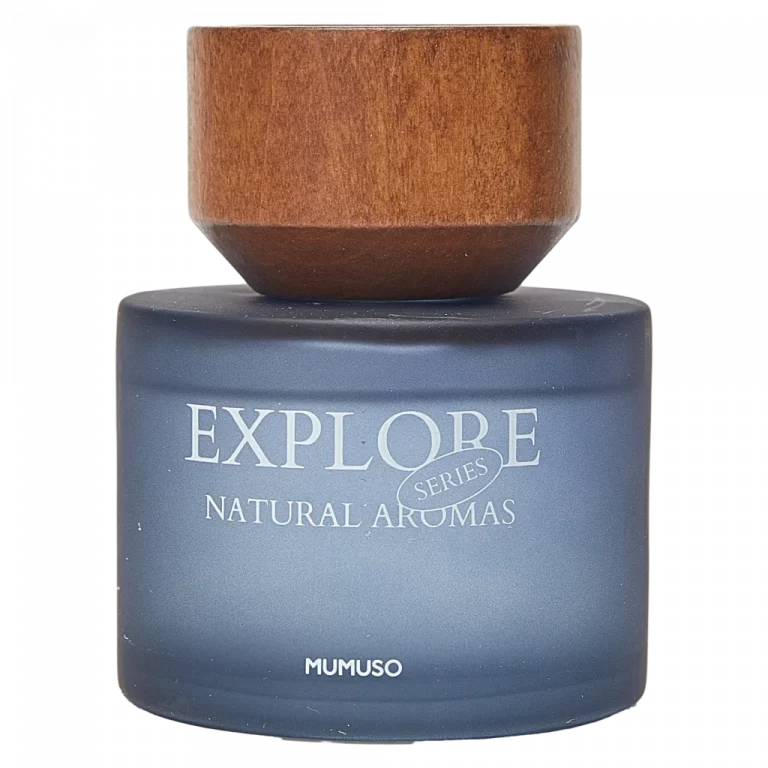 MUMUSO Duftdiffusor aus Glas, 100 ml (Blau) mit Holzdeckel – eleganter Raumduft für Zuhause, natürliches Aroma.