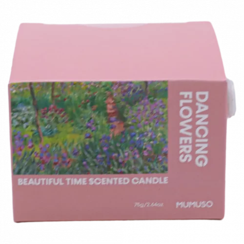 MUMUSO Duftkerze im Glas mit Blumen, 75 g (Rosa) – dekoratives Wohnaccessoire aus Pflanzenwachs für ein angenehmes Raumklima.