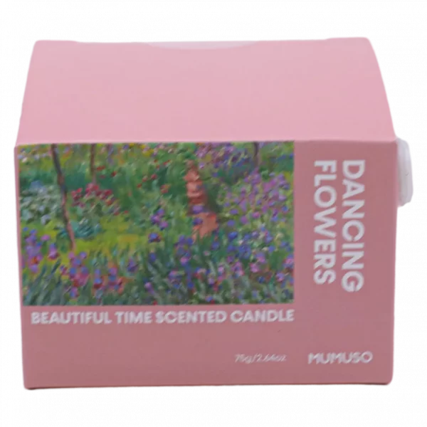 MUMUSO Duftkerze im Glas mit Blumen, 75 g (Rosa) – dekoratives Wohnaccessoire aus Pflanzenwachs für ein angenehmes Raumklima.