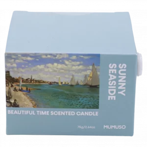 MUMUSO Duftkerze im Glas mit floralem Akzent, Pflanzenwachs, 75 g (Blau) – dekorative Kerze mit frischem Raumduft.