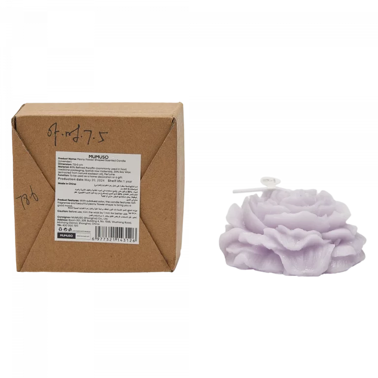 MUMUSO Duftkerze im Pfingstrosen-Design, 96 g – dekorative Duftkerze Lavendel aus Paraffin und Sojawachs für Zuhause.