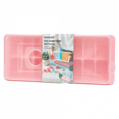 MUMUSO Eiswürfelform mit Deckel aus PP-Kunststoff in Rosa – praktisches Küchenzubehör für selbstgemachte Eiswürfel.