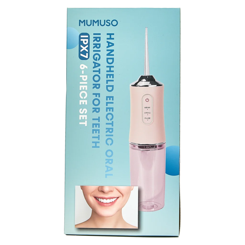 mumuso_elektrische_munddusche_ipx7_zahnzwischenraeume_tragbar_rose_2.webp MUMUSO elektrische Munddusche IPX7, tragbar in Rosé – Zahnzwischenraumreiniger für effektive Mundhygiene Zuhause.