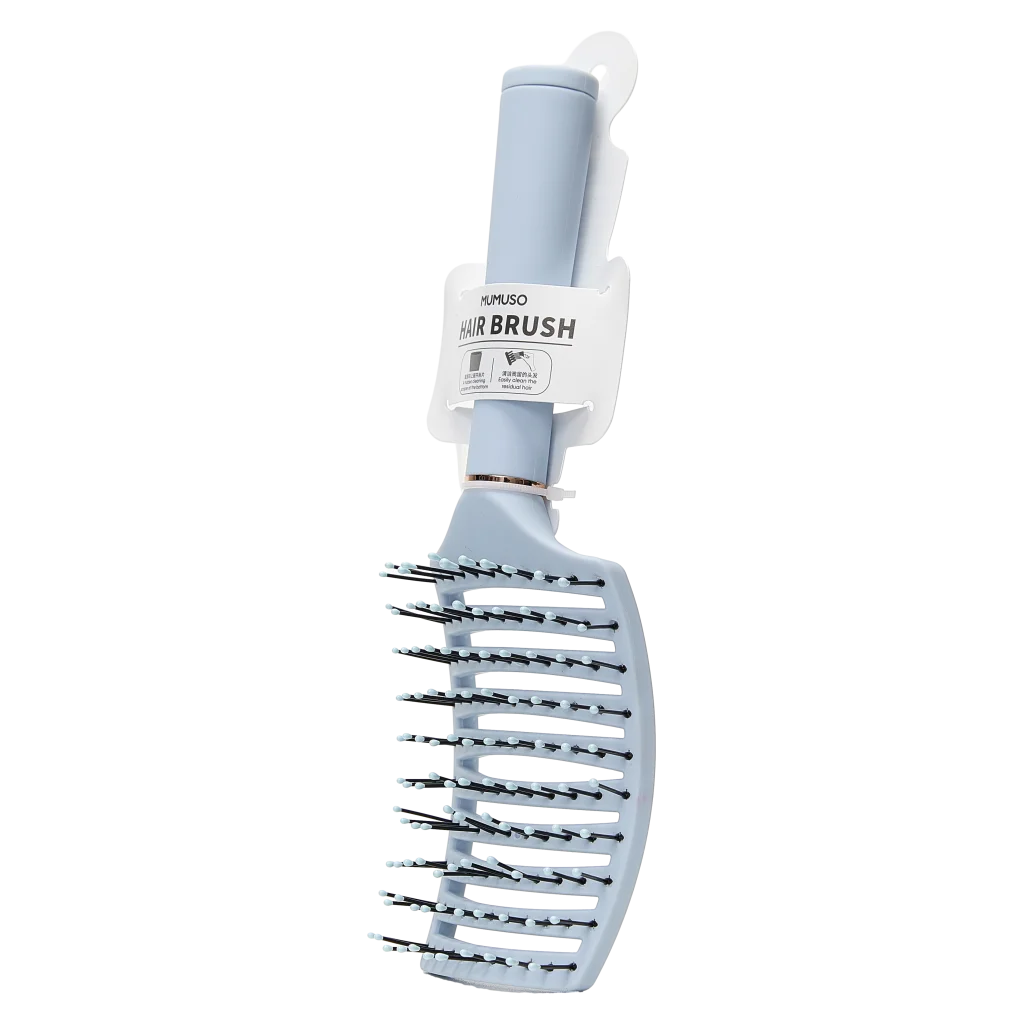 MUMUSO entlüftete Haarbürste mit Reinigungsaufsatz, Nylon-Borsten (Blau) – Haarbürste ABS für nasses und trockenes Haar.