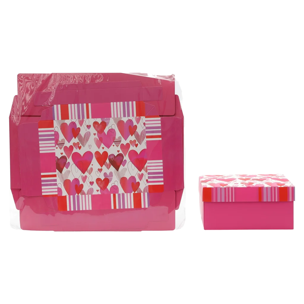 mumuso_faltbare_geschenkbox_herz_m_rosa_2.webp MUMUSO faltbare Geschenkbox mit Herz-Print, Größe M (Rosa) – dekorative Geschenkbox für besondere Anlässe.