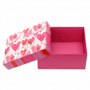 MUMUSO Geschenkbox faltbar mit Herz-Muster in Rosa – dekorative Geschenkverpackung für kleine Geschenke, ideal zum Valentinstag.