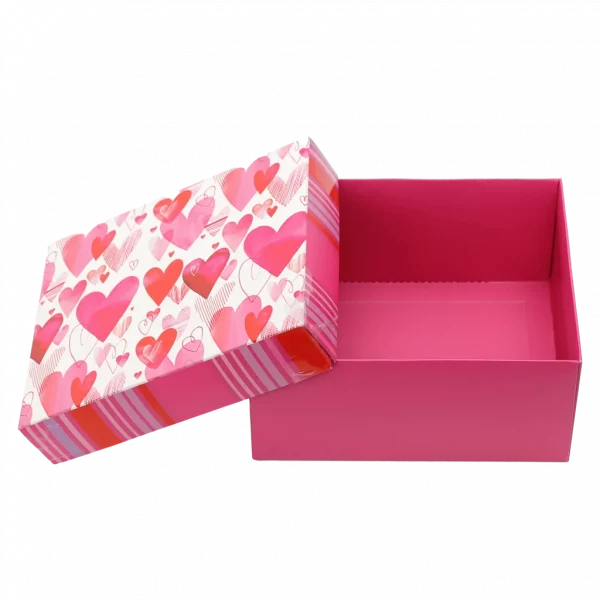 MUMUSO Geschenkbox faltbar mit Herz-Muster in Rosa – dekorative Geschenkverpackung für kleine Geschenke, ideal zum Valentinstag.