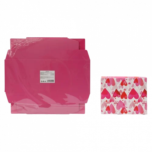MUMUSO Geschenkbox faltbar mit Herz-Muster in Rosa – dekorative Geschenkverpackung für kleine Geschenke, ideal zum Valentinstag.
