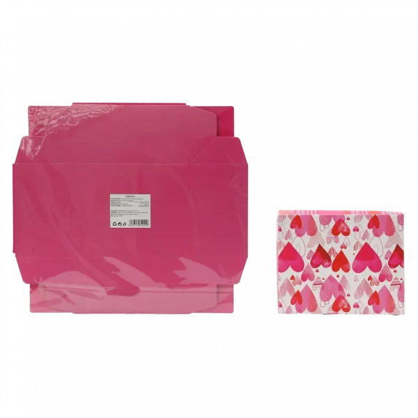MUMUSO Geschenkbox faltbar mit Herz-Muster in Rosa – dekorative Geschenkverpackung für kleine Geschenke, ideal zum Valentinstag.