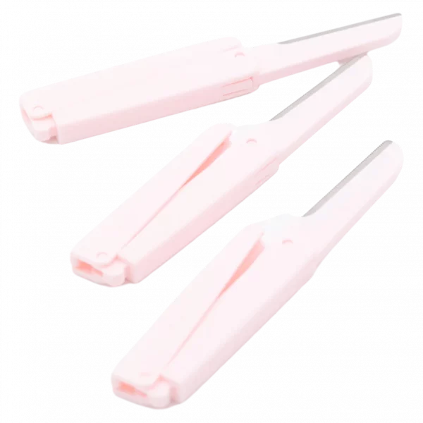 MUMUSO 3er-Pack faltbare Augenbrauenrasierer für Damen, sicherer Faltmechanismus, rosa – Beauty Tool für präzise Augenbrauenpflege.