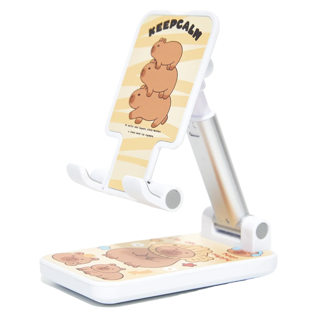 mumuso_faltbarer_handyhalter_kunststoff_mehrfarbig_capybara.webp MUMUSO faltbarer Handyhalter aus Kunststoff, höhenverstellbar, mehrfarbig mit Capybara – klappbare Handyhalterung für den Schreibtisch.