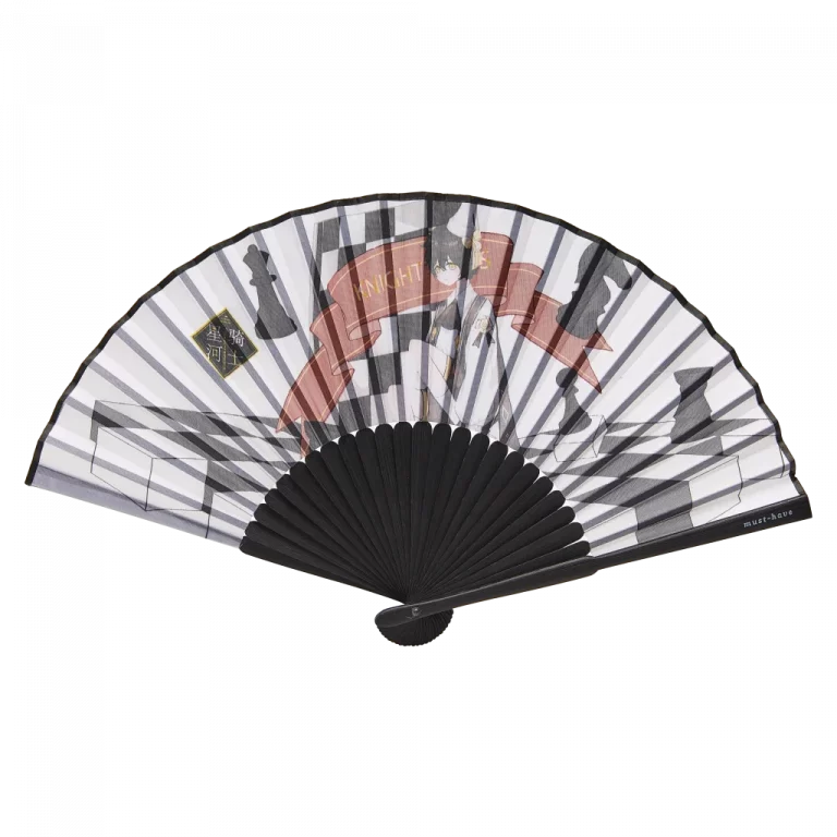 MUMUSO Faltfächer aus Stoff, klassisches Design (Schwarz-Weiß) – eleganter Handfächer ideal zum Kühlen und als Accessoire.
