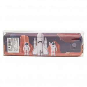 MUMUSO Federmäppchen mit Astronauten, großes Fach, Dunkelblau – geräumiges Schlamperetui für Kinder mit Raumschiff-Print.