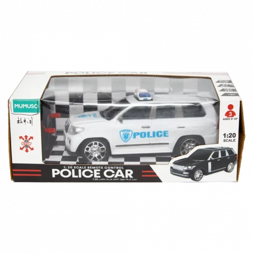 MUMUSO ferngesteuertes Polizeiauto 1:20, weiß, aus ABS – RC-Auto mit Vier-Rad-Antrieb für Kinder ab 3 Jahren.