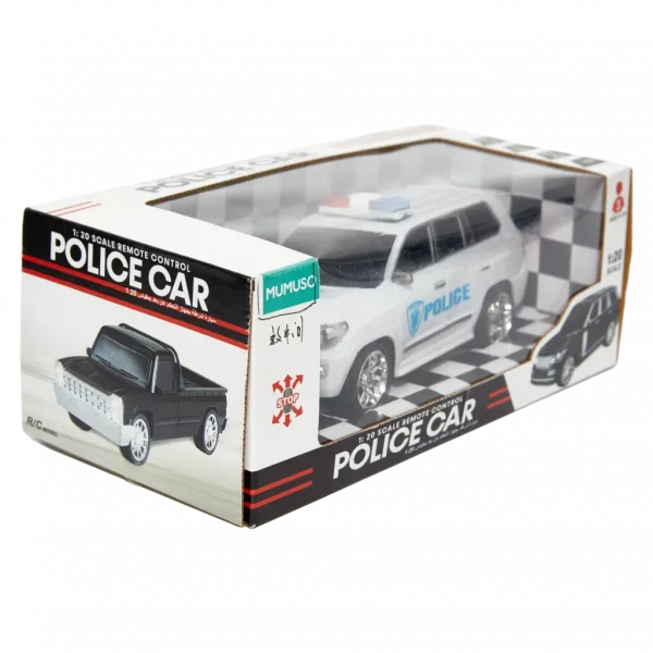 MUMUSO ferngesteuertes Polizeiauto 1:20, weiß, aus ABS – RC-Auto mit Vier-Rad-Antrieb für Kinder ab 3 Jahren.