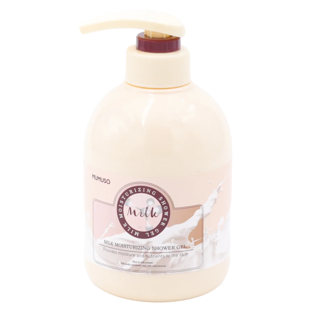 mumuso_feuchtigkeitsspendendes_duschgel_milch_616-7g_cremweiss.webp MUMUSO feuchtigkeitsspendendes Duschgel mit Milch, 616,7 g (cremweiß) – pflegendes Duschgel für trockene Haut.