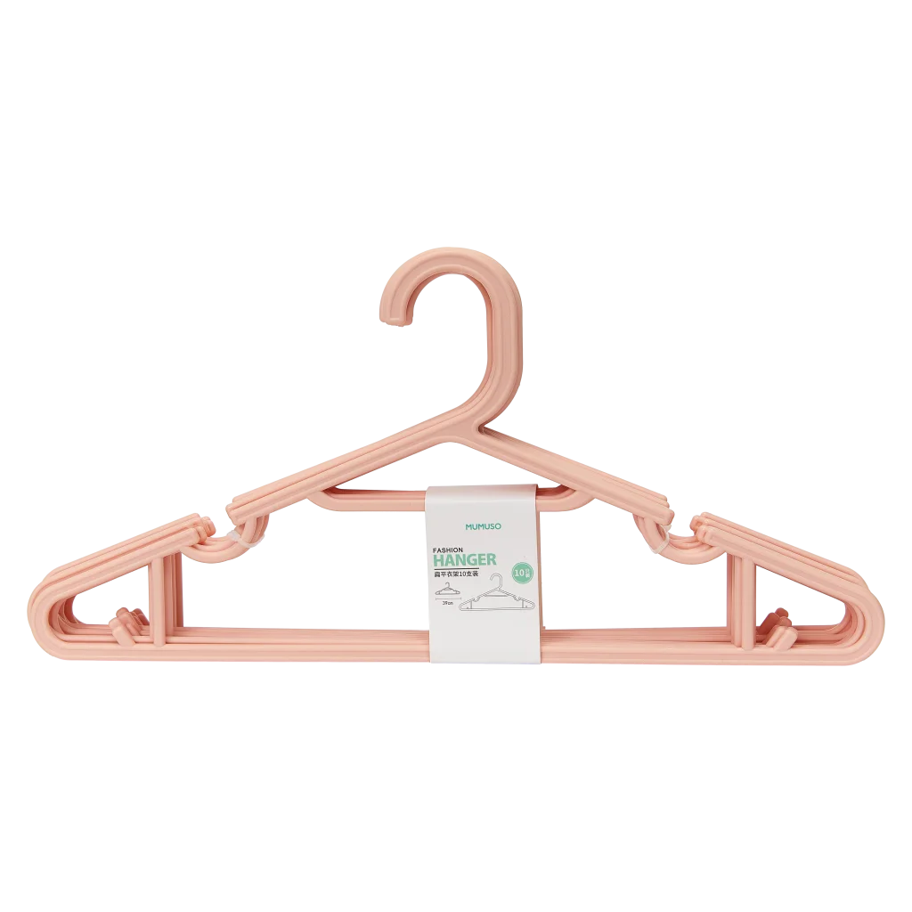 mumuso_flache_kleiderbuegel_polypropylen_rosa_10er-set.webp MUMUSO 10er-Set flache Kleiderbügel aus Polypropylen (Rosa) – praktische Kleiderbügel für Kleidung, platzsparend und robust.