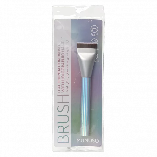 MUMUSO Foundationpinsel mit flachem Kopf und holografischem Griff (Silber) – idealer Make-up Pinsel für präzises Auftragen.