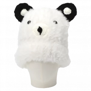 MUMUSO flauschige Beanie-Mütze mit Bär, warme Wintermütze in Weiß – ideal für Herbst und Winter, weiches Material.