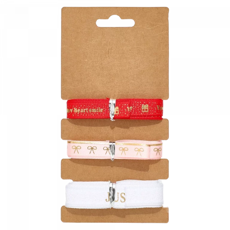 MUMUSO DIY Folien-Prägeband 3er-Set mit Print, 2 m (Rot) – Geschenkband für kreative Geschenkverpackung.