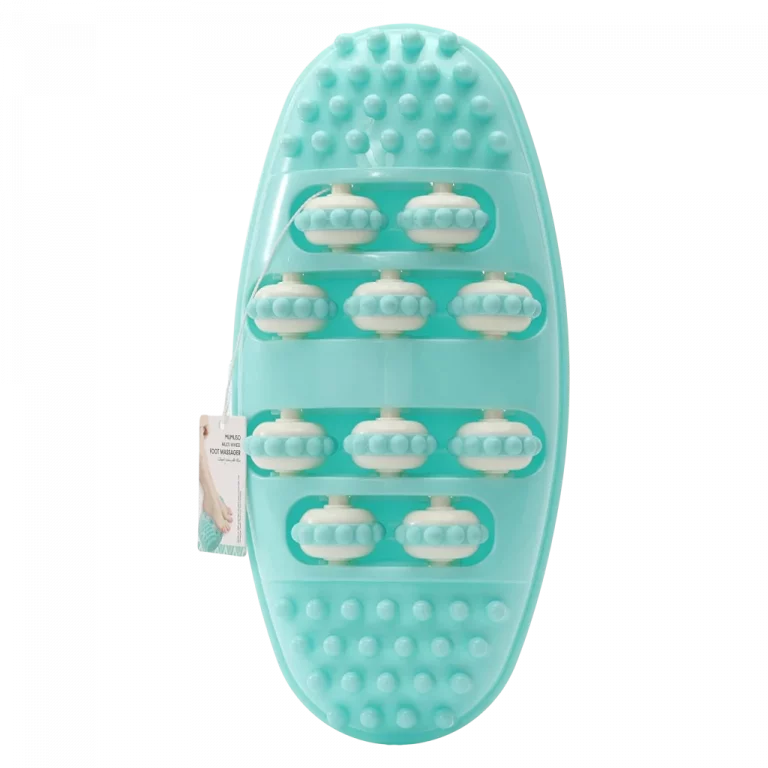 MUMUSO Fußmassagegerät mit Massagerollen und Noppenstruktur, ergonomisch geformt in Mintgrün, für entspannende Fußmassage.