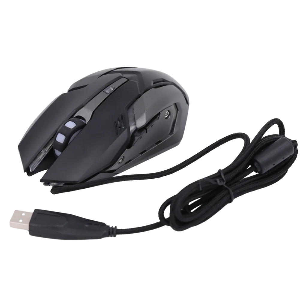 mumuso_gaming_maus_abs_usb_schwarz_led_2.webp MUMUSO Gaming Maus mit LED-Beleuchtung, USB-kabelgebunden, aus ABS, präzise PC Maus für Gamer in Schwarz.